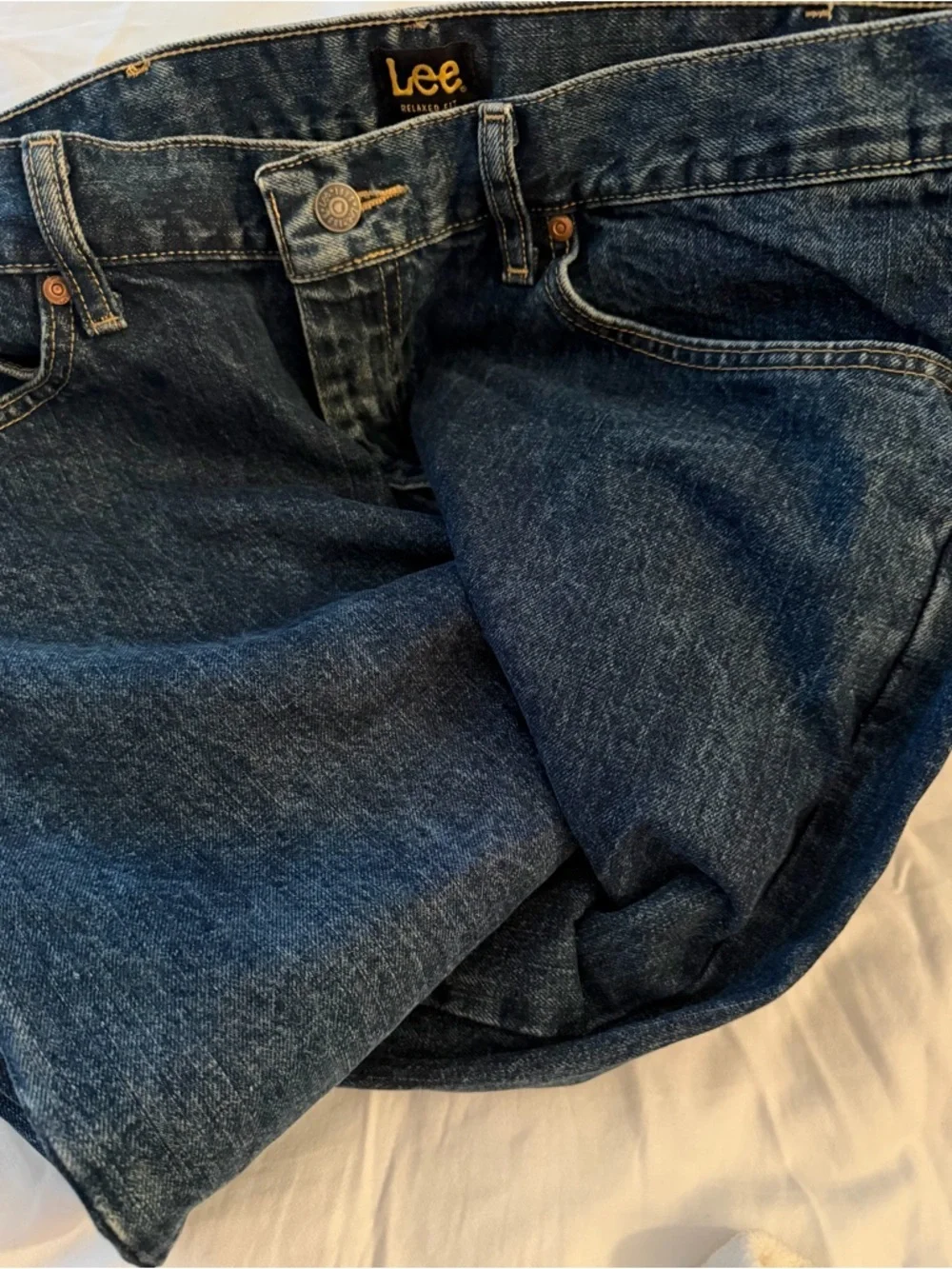 Lee Relaxed Fit Jeans 38x34 Mens Straight Leg Blue Denim Classic